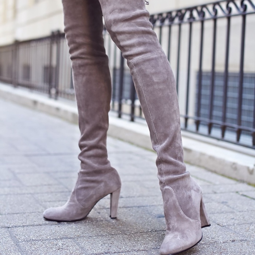 Stuart Weitzman Highland Boots in Praline Suede